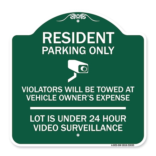 Reserved Parking Resident Parking Only Violators Will Be Towed at Owners Expense Lot, GW-1818-23035